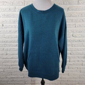 Danskin Womens Sweatshirt XXL Plus Long Sleeve Blue Green Cotton Blend SWE23E